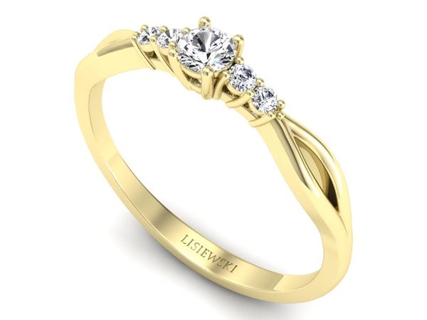 Pierścionek zaręczynowy z diamentami żółte złoto - p16938z