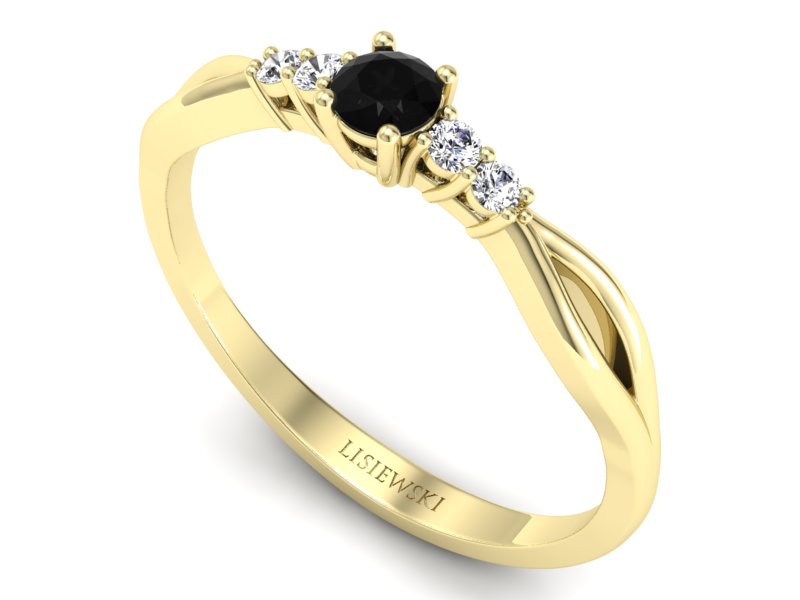 Złoty Pierścionek z diamentami żółte złoto 585 - p16938zcd — zdjęcie 3