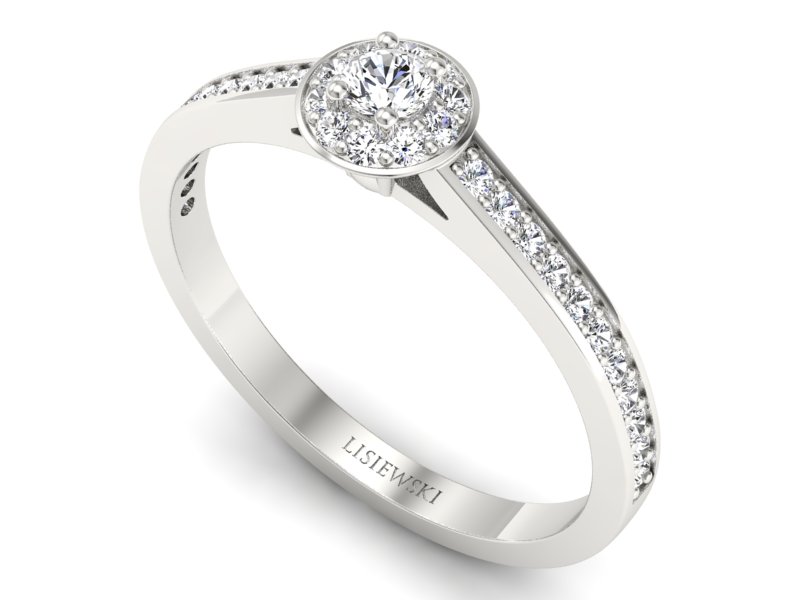 Złoty pierścionek z diamentami białe złoto 585 - p16939b — zdjęcie 3