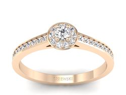 Złoty pierścionek z diamentami różowe złoto 585 - p16939c