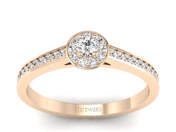 Złoty pierścionek z diamentami różowe złoto 585 - p16939c - 1