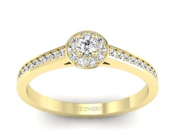 Złoty Pierścionek zaręczynowy z diamentami - p16939z - 1