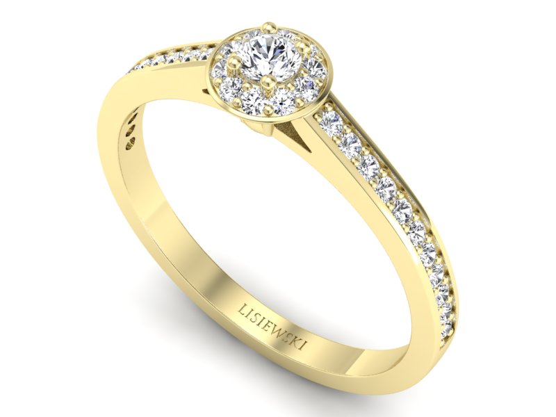 Złoty Pierścionek zaręczynowy z diamentami - p16939z — zdjęcie 3