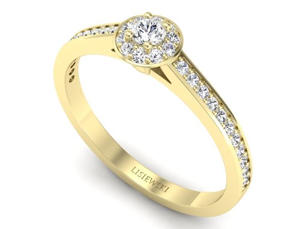 Złoty Pierścionek zaręczynowy z diamentami - p16939z