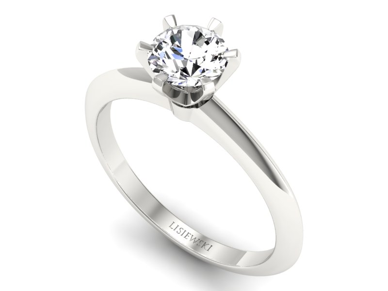 Złoty pierścionek z brylantem białe złoto 585 - p16940b — zdjęcie 3