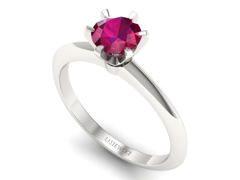 Pierścionek z rubinem z białego złota 585 - p16940br — zdjęcie 3