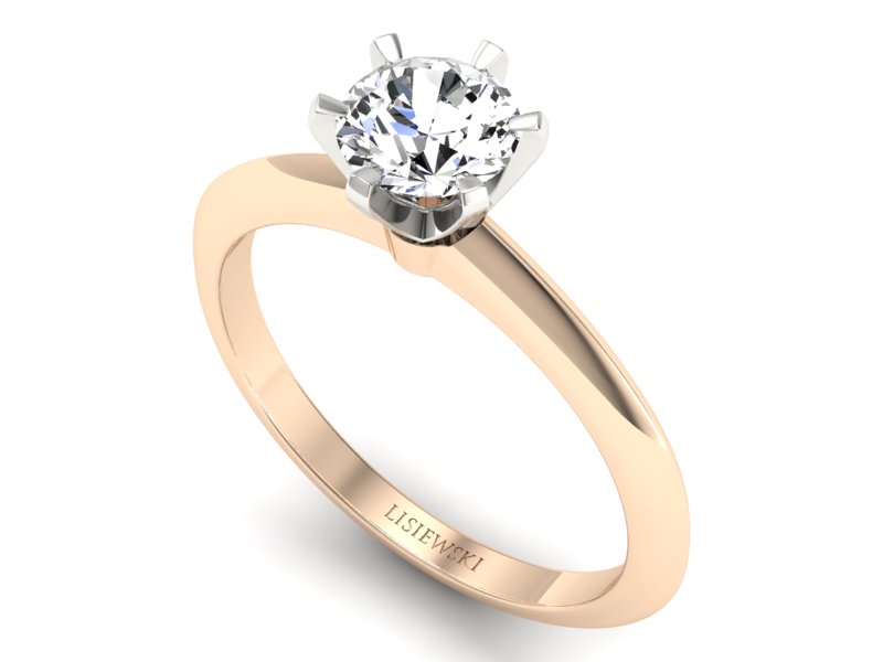 Pierścionek z brylantem różowe i białe złoto - p16940cb — zdjęcie 3