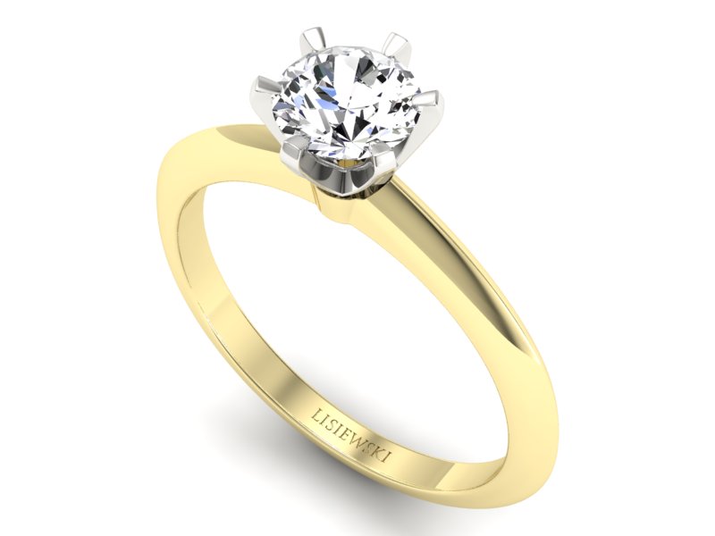 Złoty pierścionek z brylantem żółte i białe złoto - p16940zb — zdjęcie 3