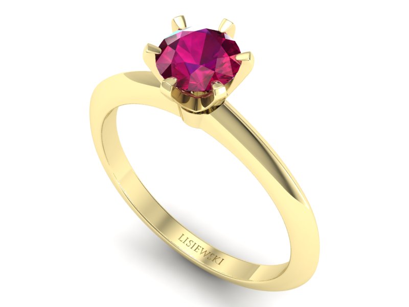 Pierścionek z rubinem z żółtego złota 585 - p16940zr — zdjęcie 3