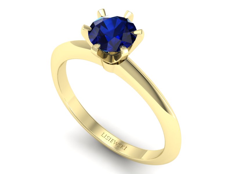 Złoty pierścionek z szafirem żółte złoto 585 - p16940zsz — zdjęcie 3