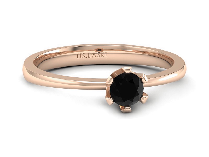 Pierścionek z czarnym diamentem różowe złoto 585 - p16942ccd — zdjęcie 3