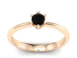 Pierścionek z czarnym diamentem różowe złoto - p16942ccd