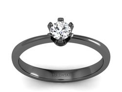 Złoty pierścionek z diamentem czarne złoto - p16942cz