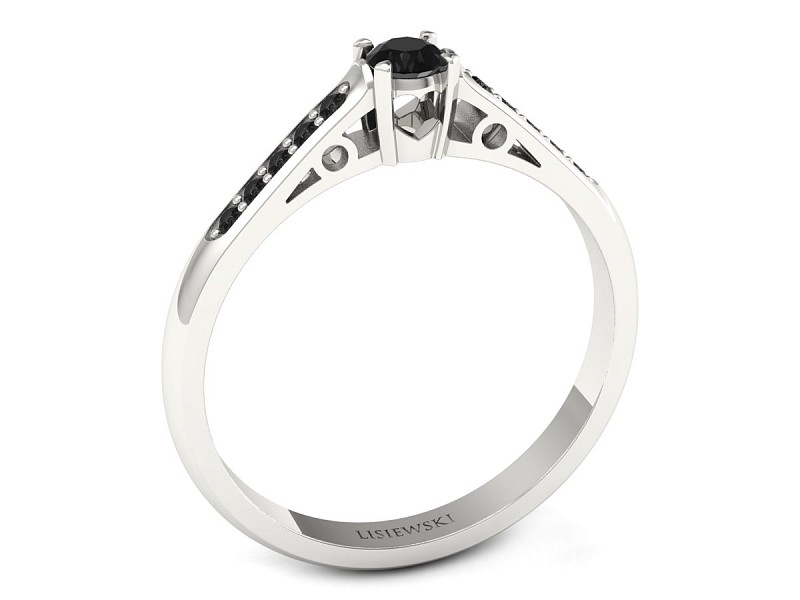 Pierścionek z czarnymi diamentami białe złoto - p16958bcdcd — zdjęcie 2