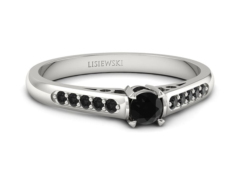 Pierścionek z czarnymi diamentami białe złoto - p16958bcdcd — zdjęcie 3