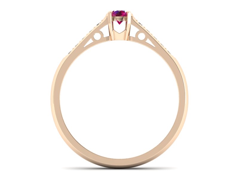 Pierścionek z rubinem i diamentami różowe złoto - p16958cr — zdjęcie 2