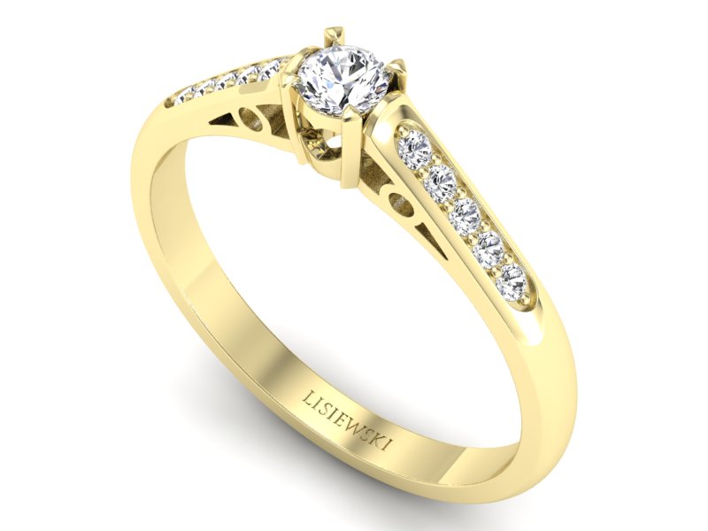 Pierścionek zaręczynowy z diamentami złoto 585 - p16958z — zdjęcie 3