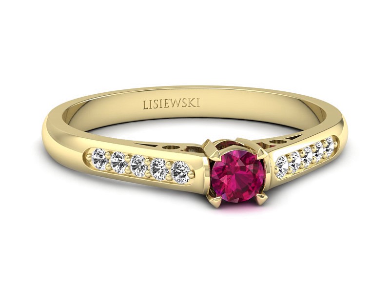 Pierścionek zaręczynowy z rubinem i diamentami - p16958zr - 3