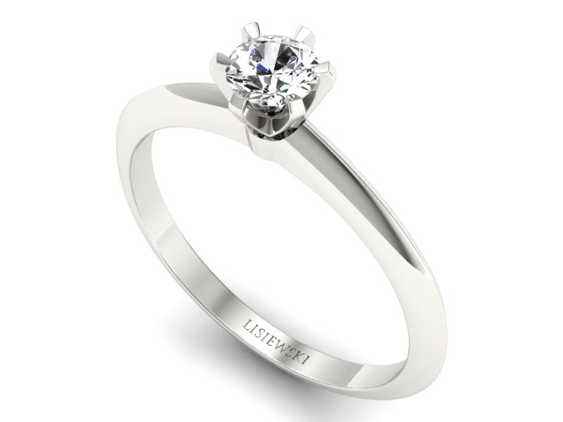 Złoty pierścionek z brylantem białe złoto 585 - p16959b — zdjęcie 3