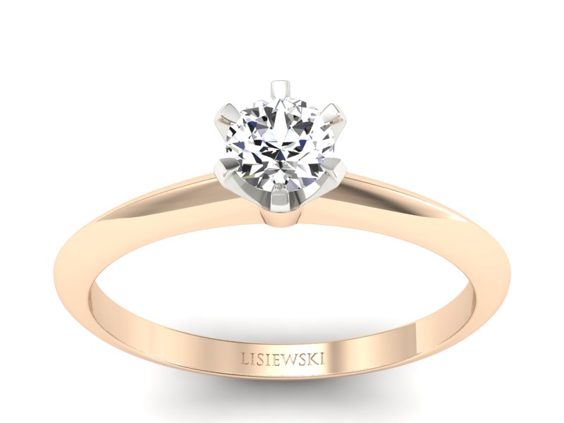 Pierścionek z brylantem różowe i białe złoto - p16959cb