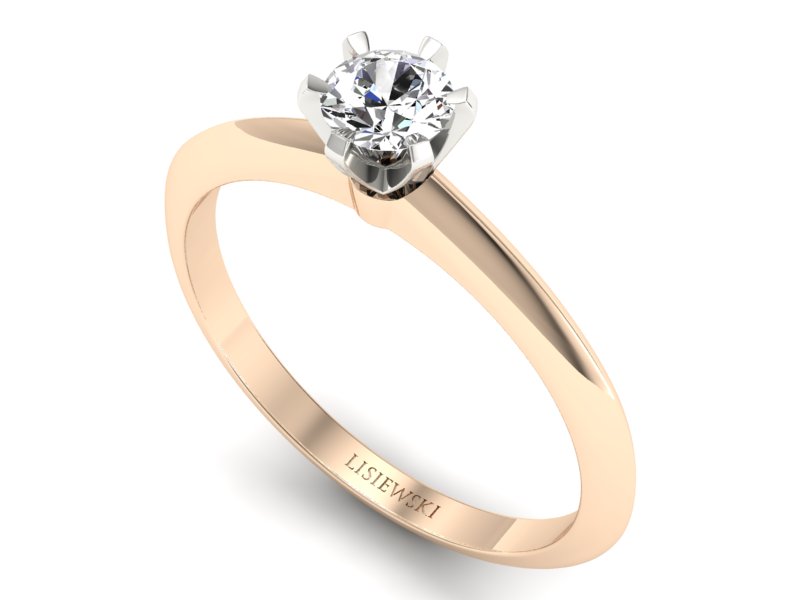 Pierścionek z brylantem różowe i białe złoto - p16959cb — zdjęcie 3