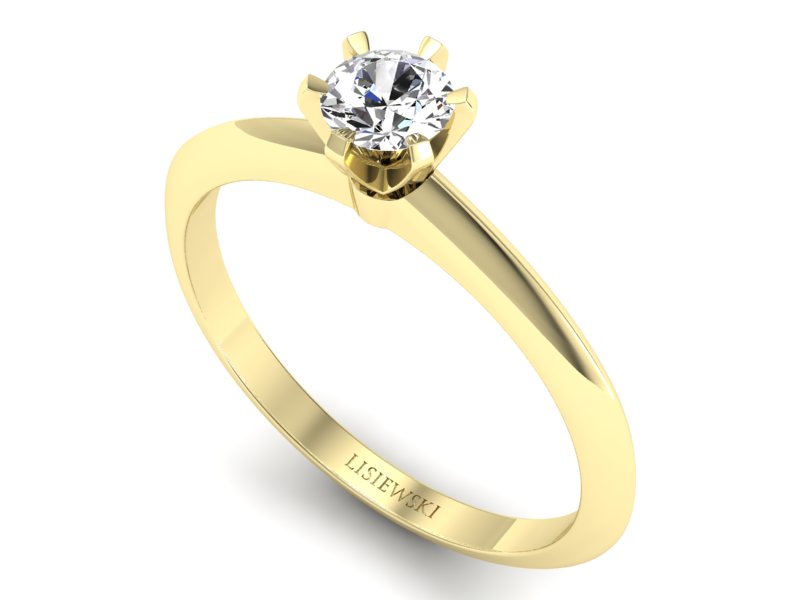 Złoty Pierścionek zaręczynowy z brylantem - p16959z — zdjęcie 3