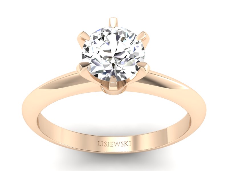 Pierścionek z brylantem różowe złoto próba 585 - p16960c