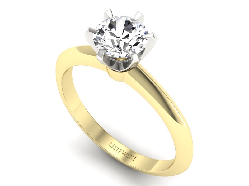 Złoty Pierścionek zaręczynowy z brylantem - p16960zb — zdjęcie 3