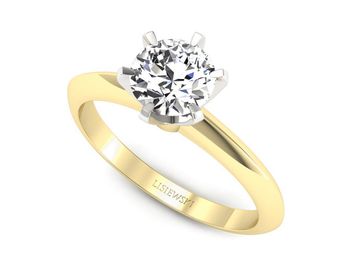 Złoty Pierścionek zaręczynowy z brylantem - p16960zb - 1