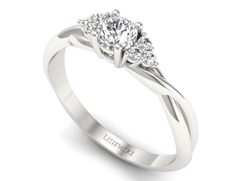 Złoty pierścionek z diamentem białe złoto 585 - p16962b — zdjęcie 3