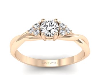 Złoty pierścionek z diamentami różowe złoto 585 - p16962c - 1
