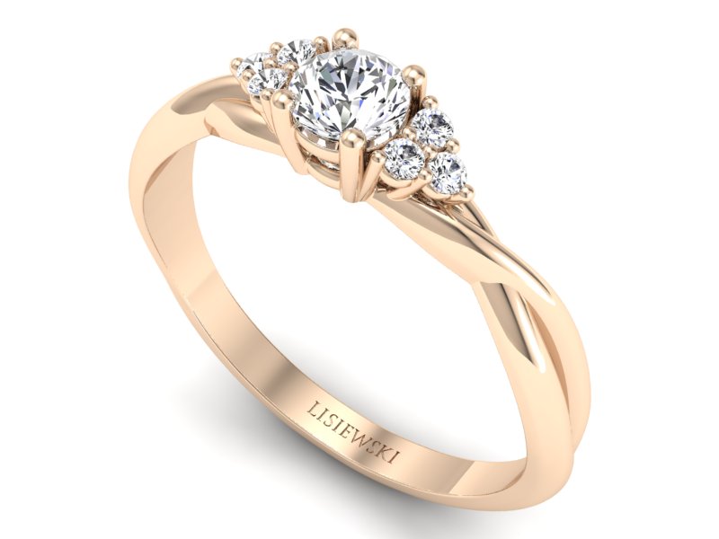 Złoty pierścionek z diamentami różowe złoto 585 - p16962c — zdjęcie 3