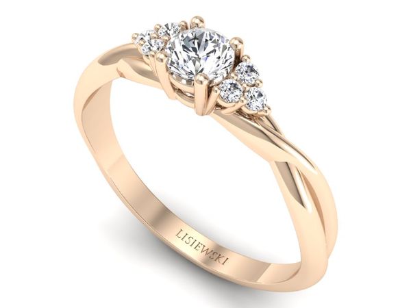 Złoty pierścionek z diamentami różowe złoto 585 - p16962c