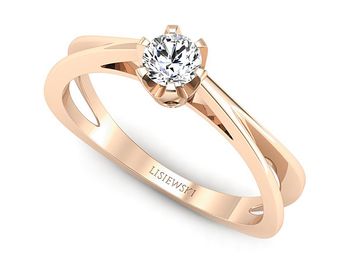 Złoty pierścionek z diamentem różowe złoto 585 - p16966c - 1