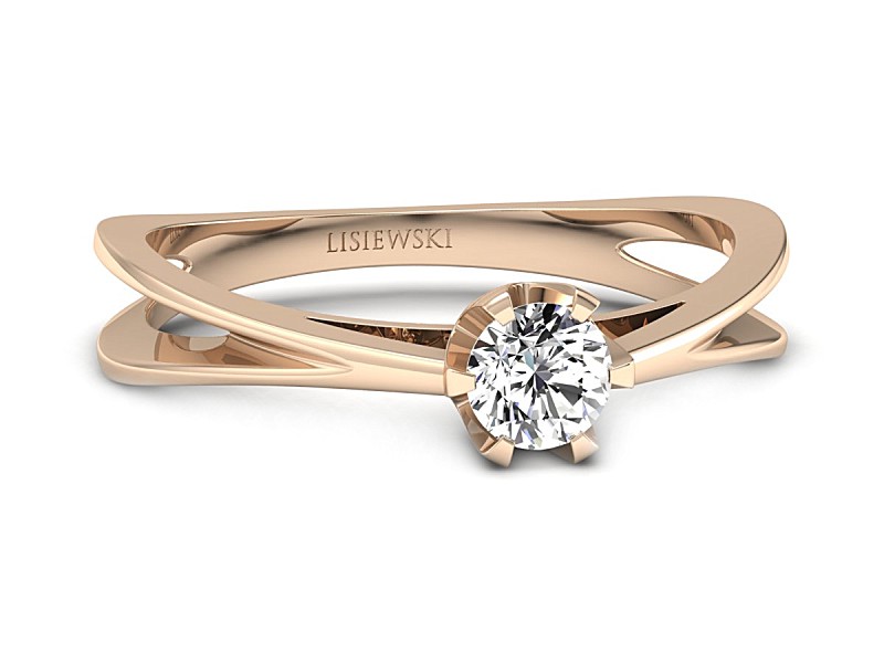 Złoty pierścionek z diamentem różowe złoto 585 - p16966c — zdjęcie 3