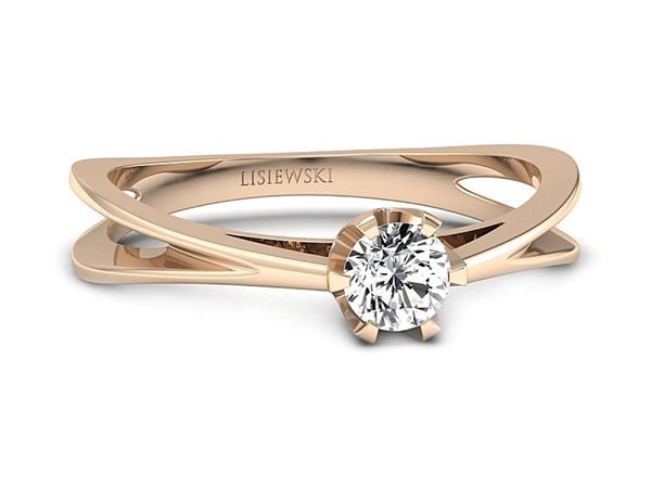 Złoty pierścionek z diamentem różowe złoto 585 - p16966c