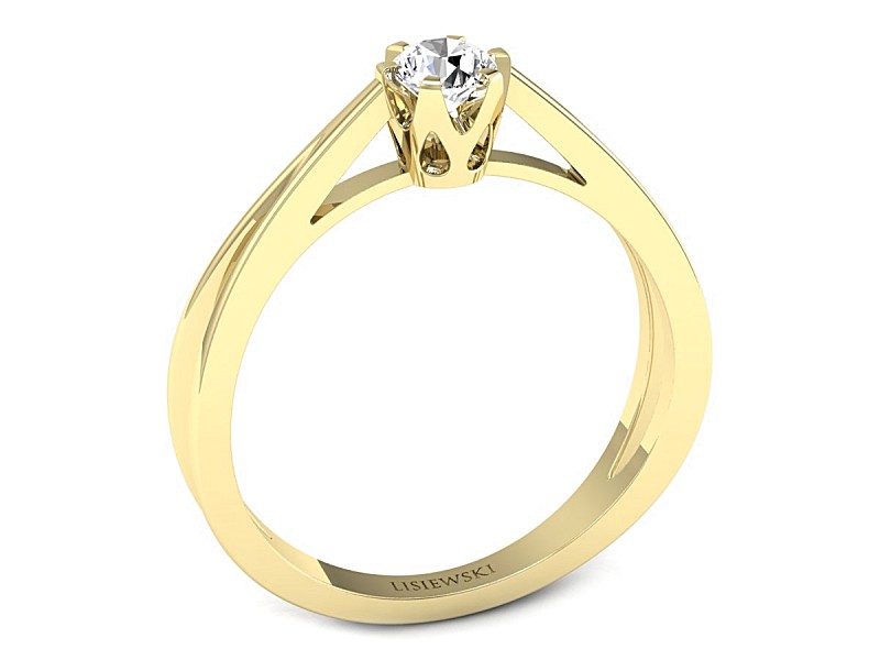 Złoty Złoty Pierścionek z brylantem złoto 585 - p16966z — zdjęcie 2