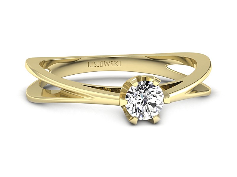 Złoty Złoty Pierścionek z brylantem złoto 585 - p16966z — zdjęcie 3