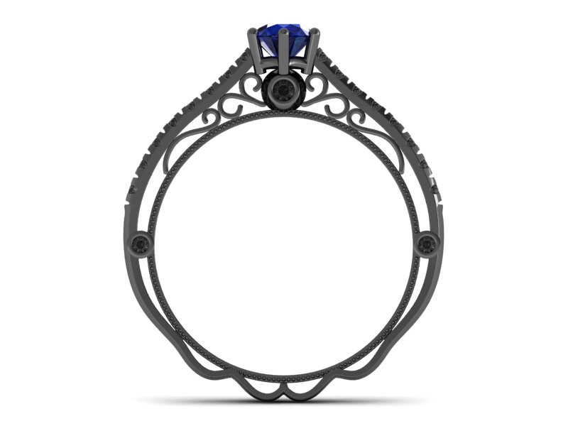 Złoty pierścionek z szafirem i diamentami - p16967czszcd — zdjęcie 3