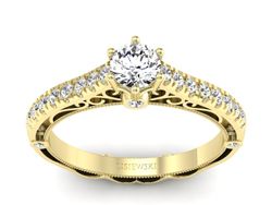 Złoty Pierścionek zaręczynowy z diamentami - p16967z