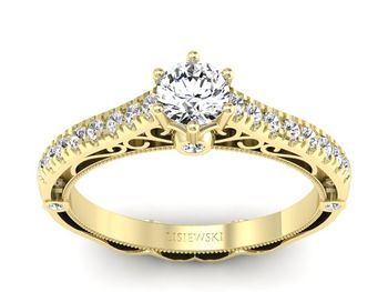Złoty Pierścionek zaręczynowy z diamentami - p16967z - 1