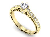 Złoty Pierścionek zaręczynowy z diamentami - p16967z - 3