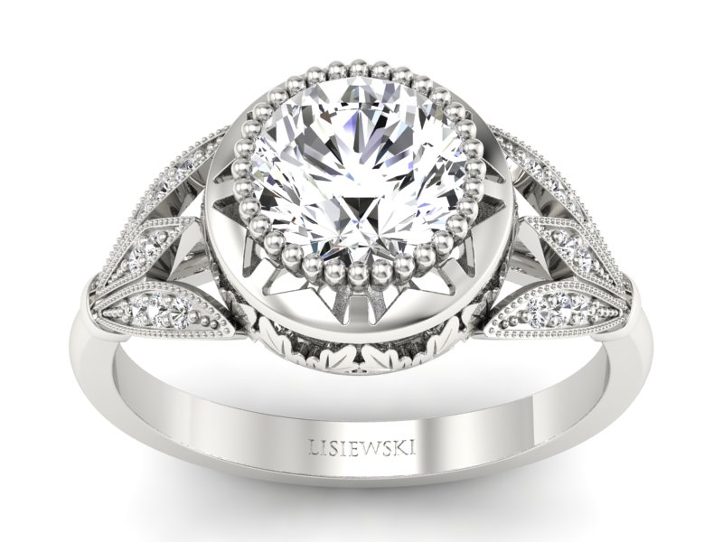 Pierścionek z diamentami białe złoto próba 585 - p16968b