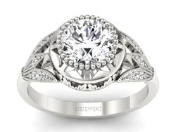 Pierścionek z diamentami białe złoto próba 585 - p16968b