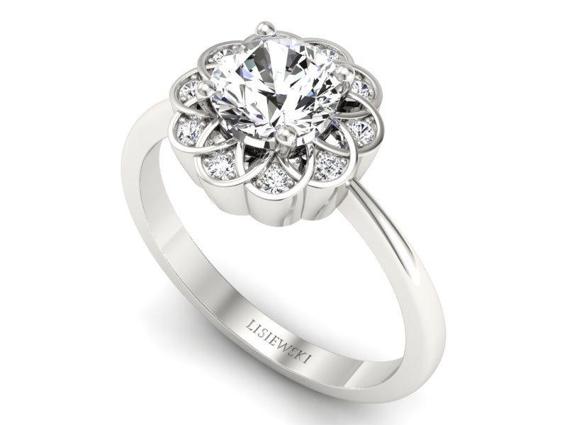 Pierścionek z diamentami białe złoto próba 585 - p16971b — zdjęcie 3