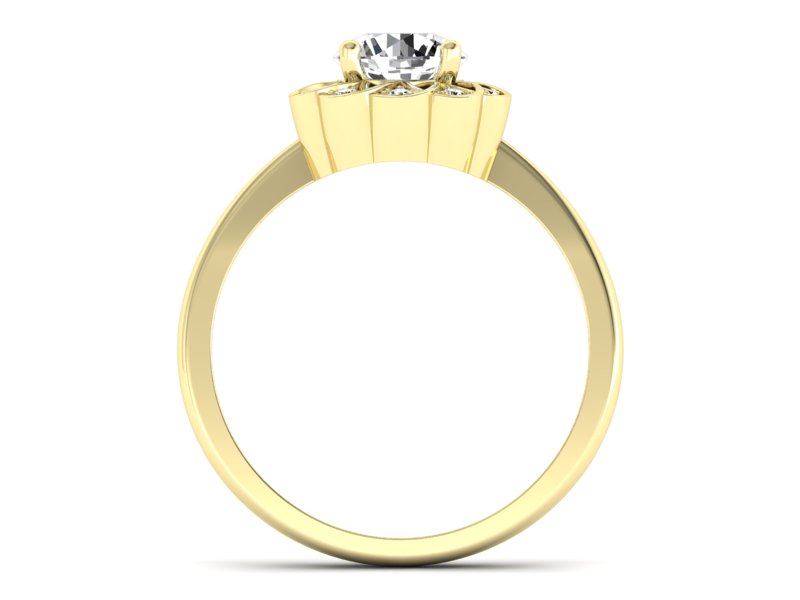 Złoty Pierścionek zaręczynowy z diamentami - p16971z — zdjęcie 2