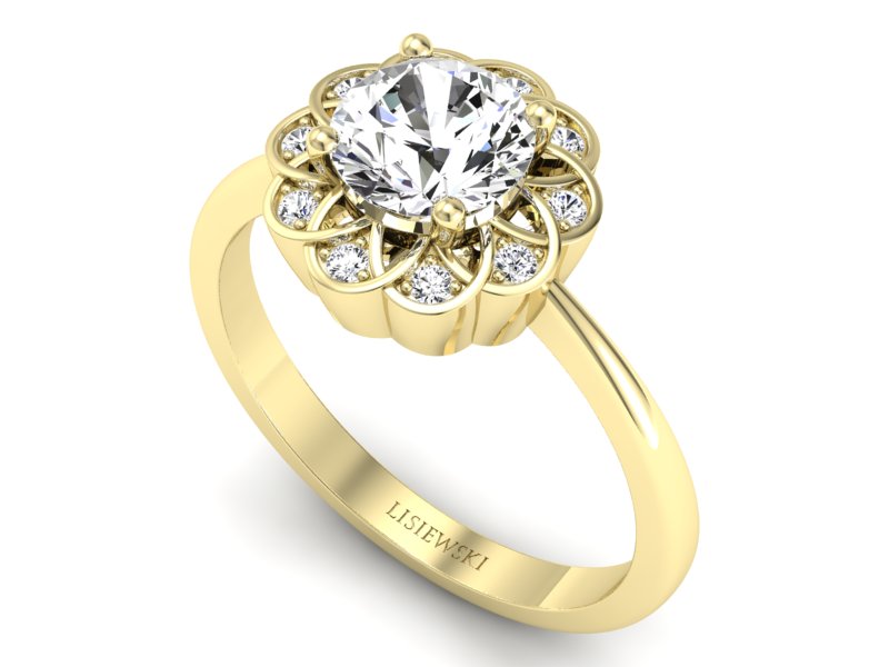 Złoty Pierścionek zaręczynowy z diamentami - p16971z — zdjęcie 3