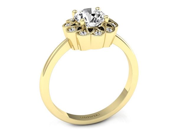 Złoty Pierścionek zaręczynowy z diamentami - p16971z