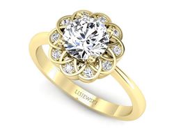 Złoty Pierścionek zaręczynowy z diamentami - p16971z