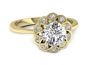 Złoty Pierścionek zaręczynowy z diamentami - p16971z - 3